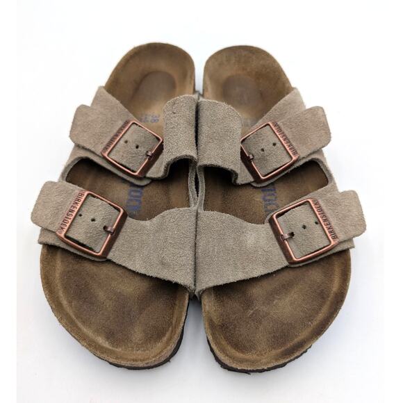 Birkenstock Arizona Soft Footbed Suede Leather Sandals Taupe Size USW7/M5 EU38 - Picture 11 of 15